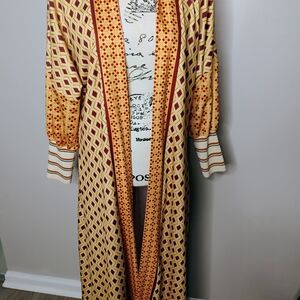 Geometric Patterned Long Cardigan